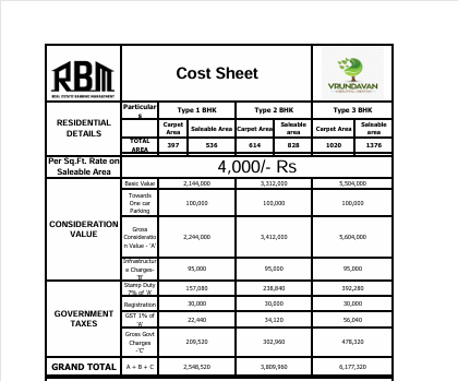 Cost Sheet